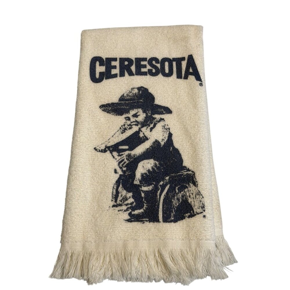 VTG Ceresota Tea Towel Fringe Graphic Print Kitchen Decor Dish‎ Cloth Nostalgic